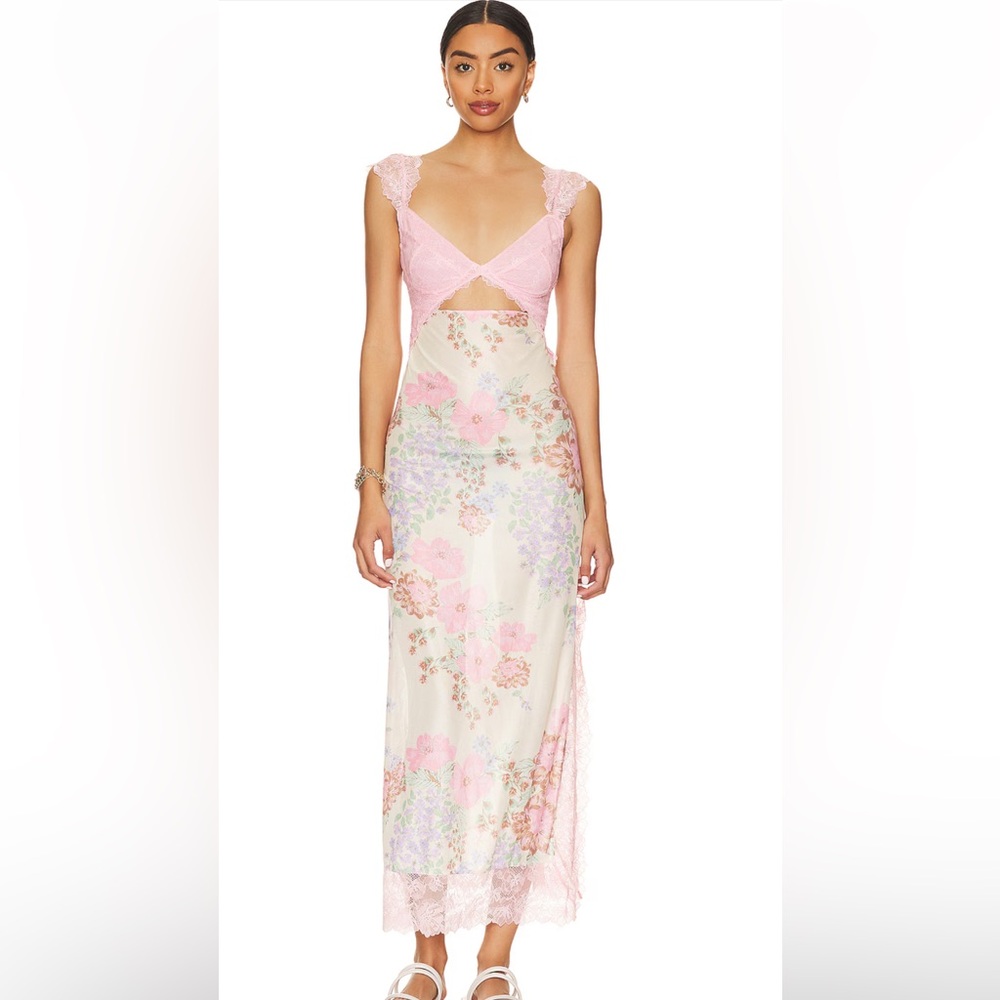 Free People Dress
SUDDENLY FINE MAXI SLIP DRESS IN DAISY COMBO